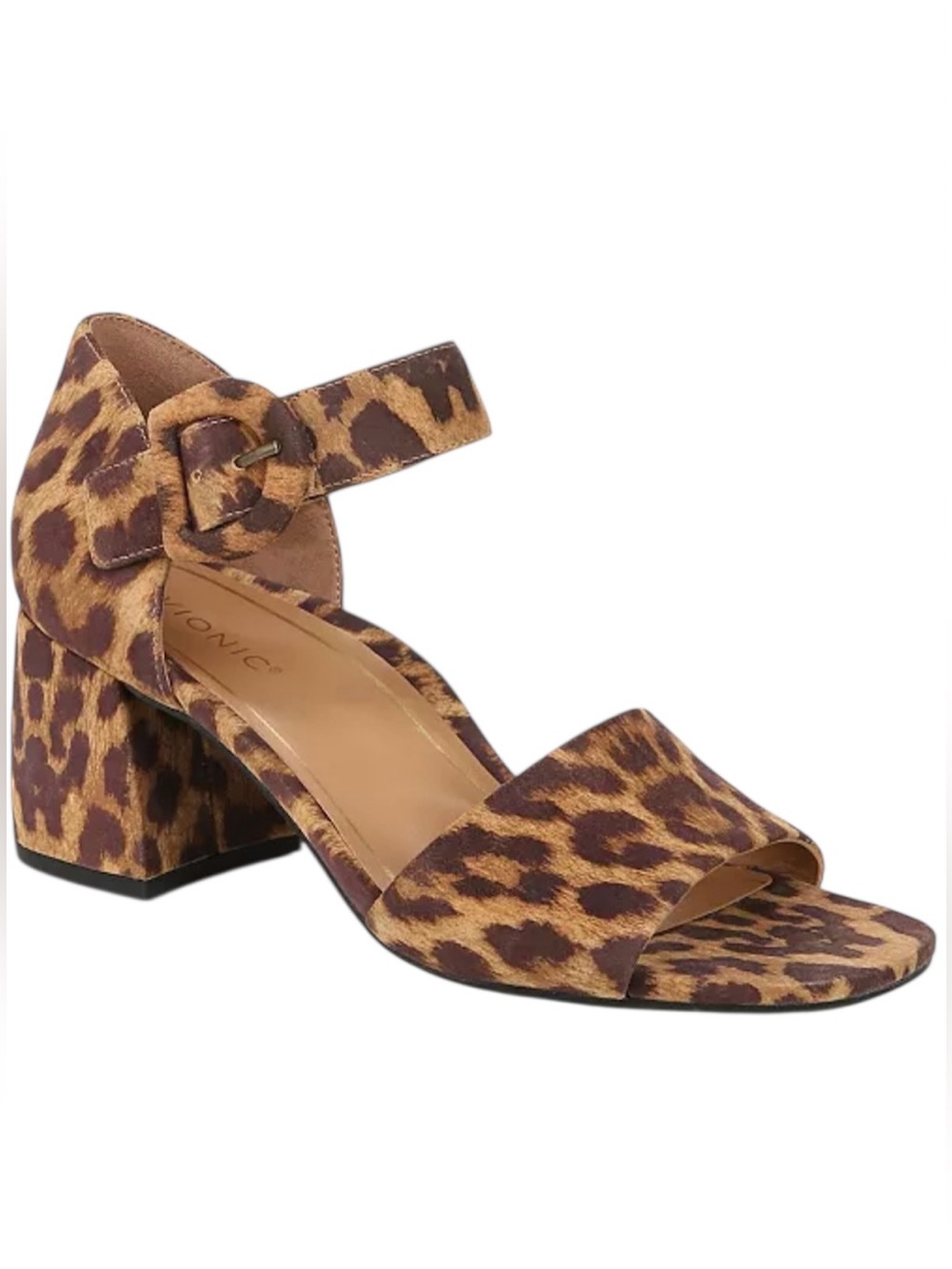 NWOT: Vionic Chardonnay Sandals, Brown Leopard Print, Size 7